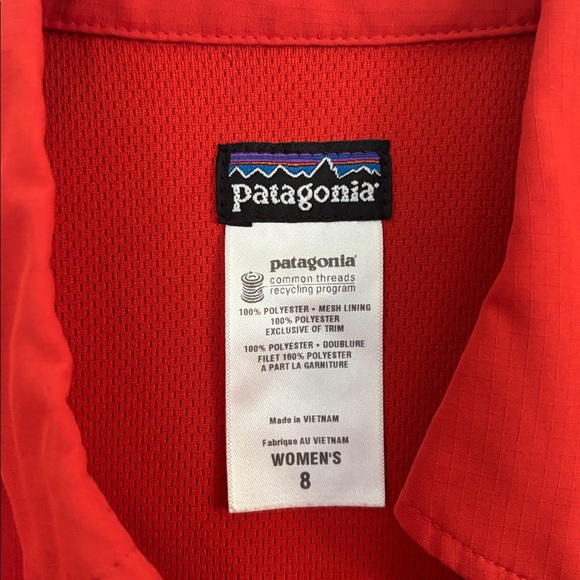 Patagonia Orange Women’s Short Sleeve Sol Patrol Shirt Rip Stop Snap down 30 UPF - Picture 2 of 13